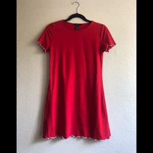 Red dress w/ white frill trim